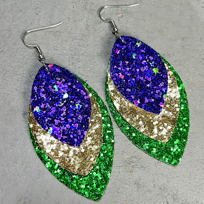 Wholesale Eye-catching and Exaggerated Shiny Gretel Feather Metal Mesh Earrings